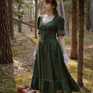 Revintaria Verbena Green Linen Dress